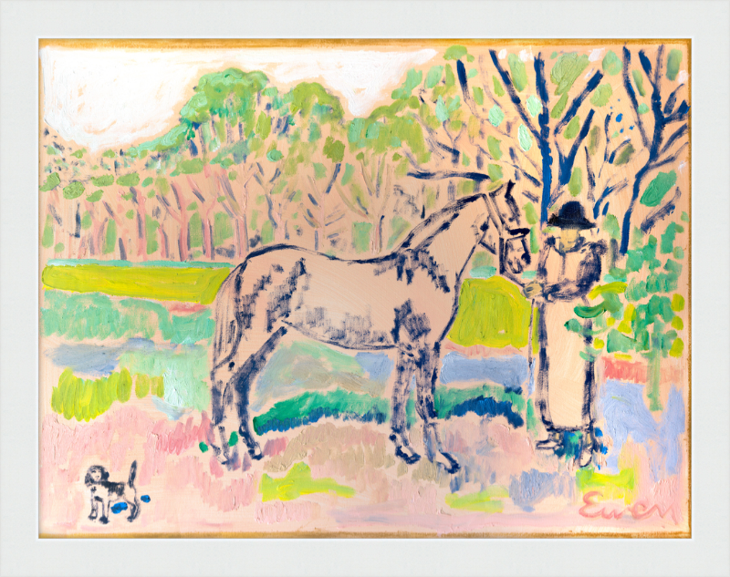 Giclée Print // Horse with Beagle and Woman in Hat