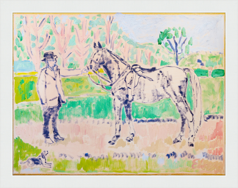 Giclée Print // Horse with Beagle and Man in Hat