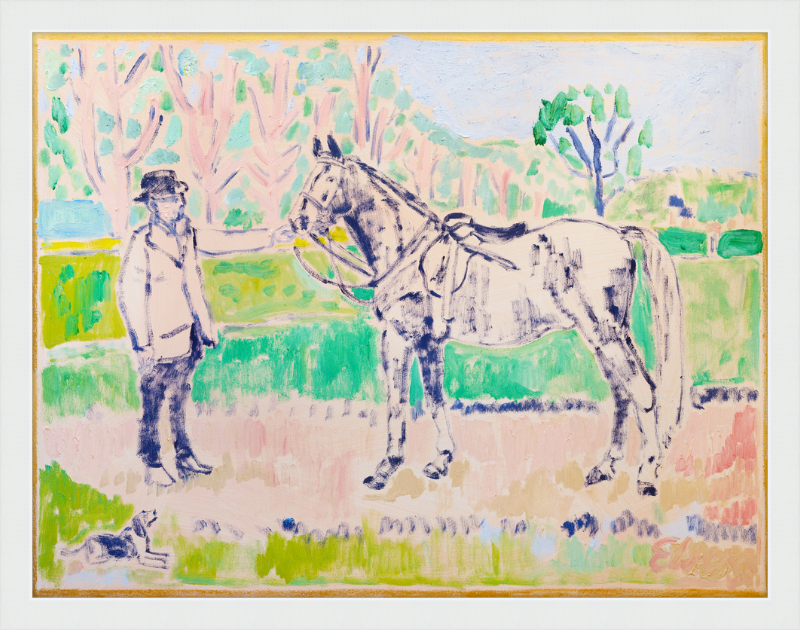 Giclée Print // Horse with Beagle and Man in Hat