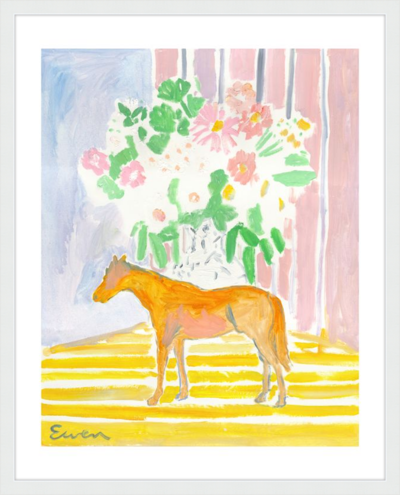 Giclée Print // Horse with Flowers & Stripes