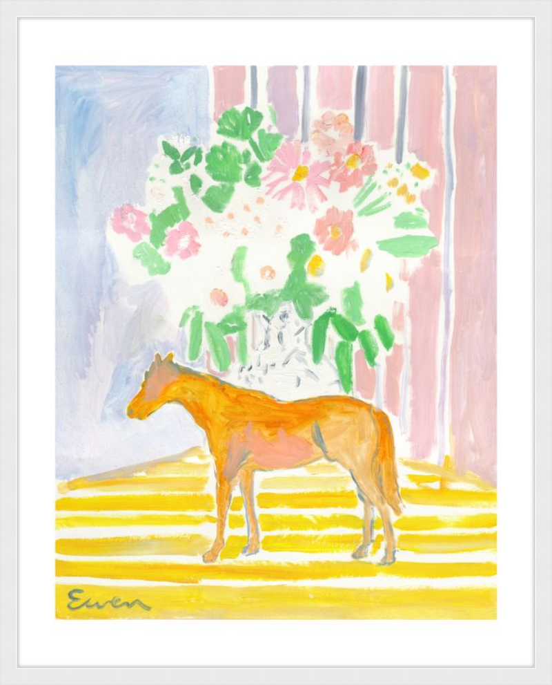 Giclée Print // Horse with Flowers & Stripes