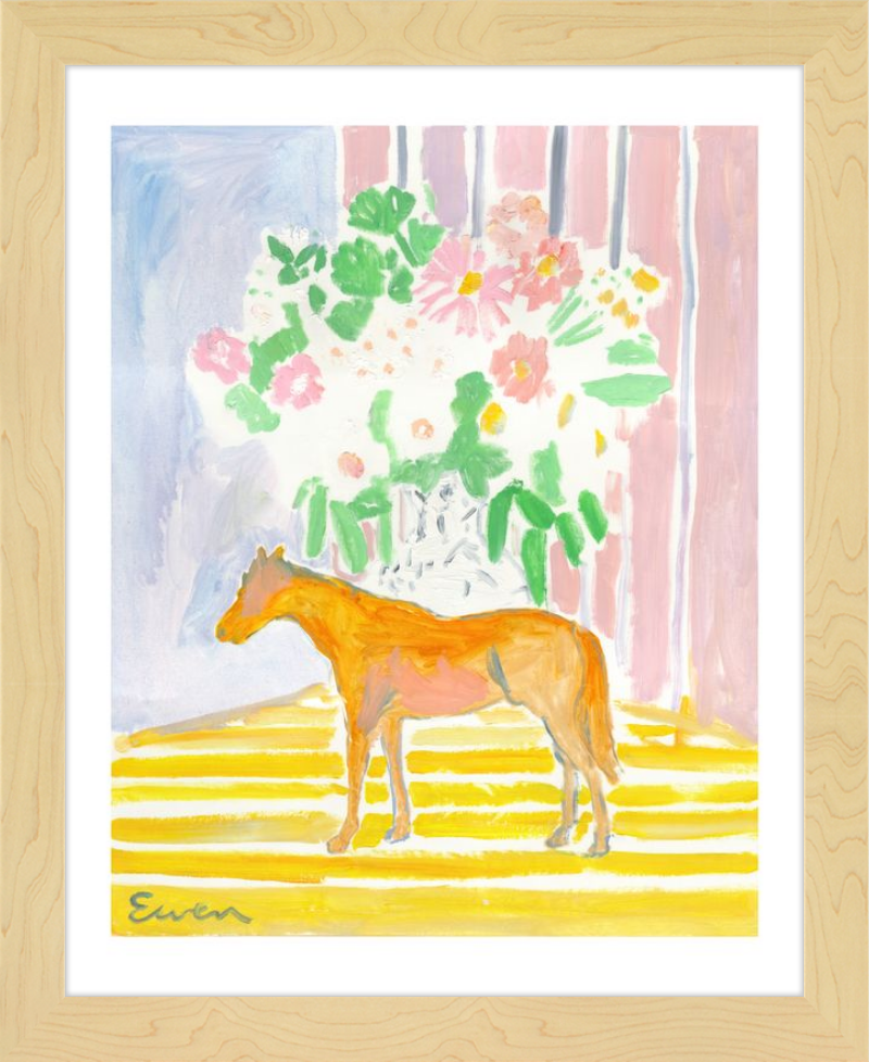 Giclée Print // Horse with Flowers & Stripes