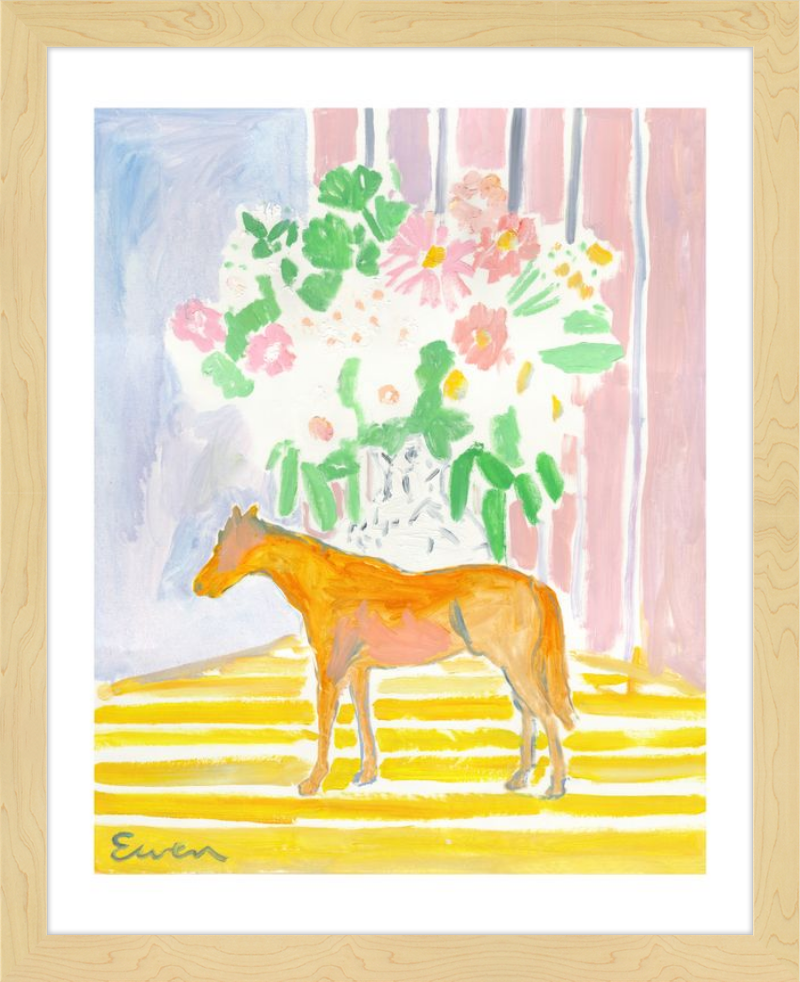 Giclée Print // Horse with Flowers & Stripes