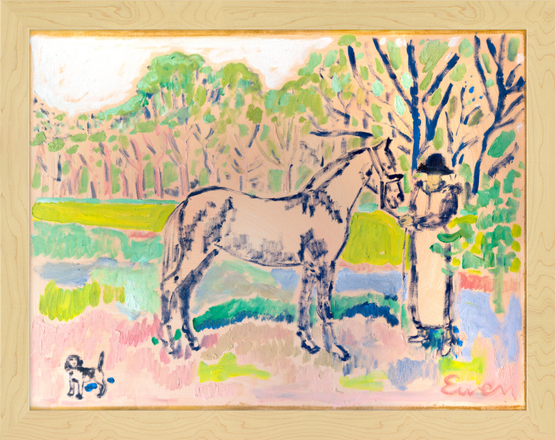 Giclée Print // Horse with Beagle and Woman in Hat