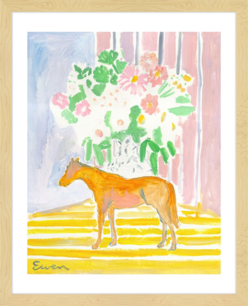 Giclée Print // Horse with Flowers & Stripes