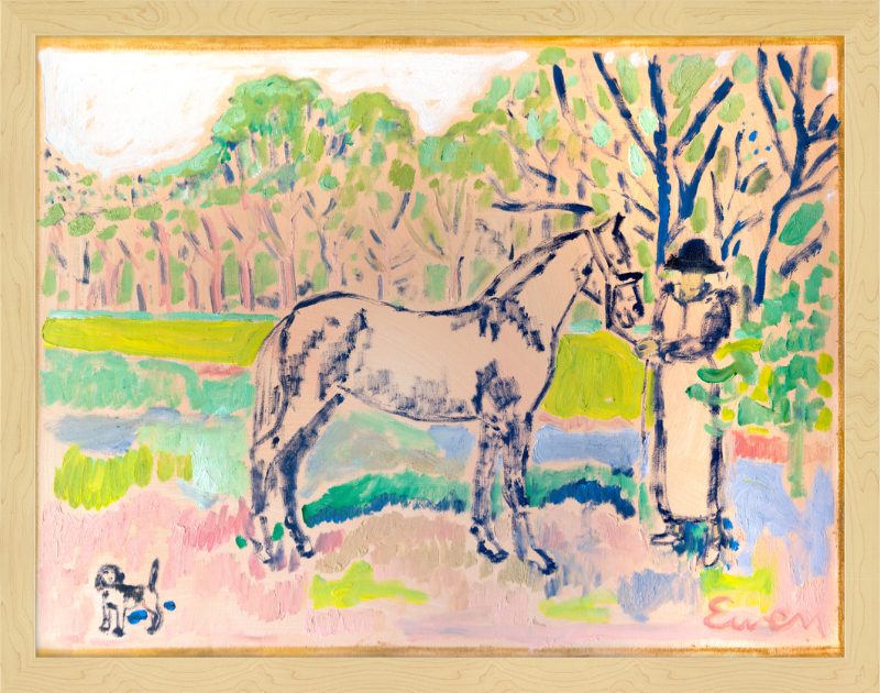 Giclée Print // Horse with Beagle and Woman in Hat