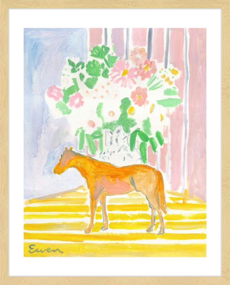 Giclée Print // Horse with Flowers & Stripes