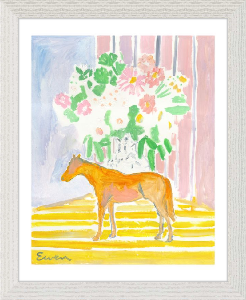 Giclée Print // Horse with Flowers & Stripes