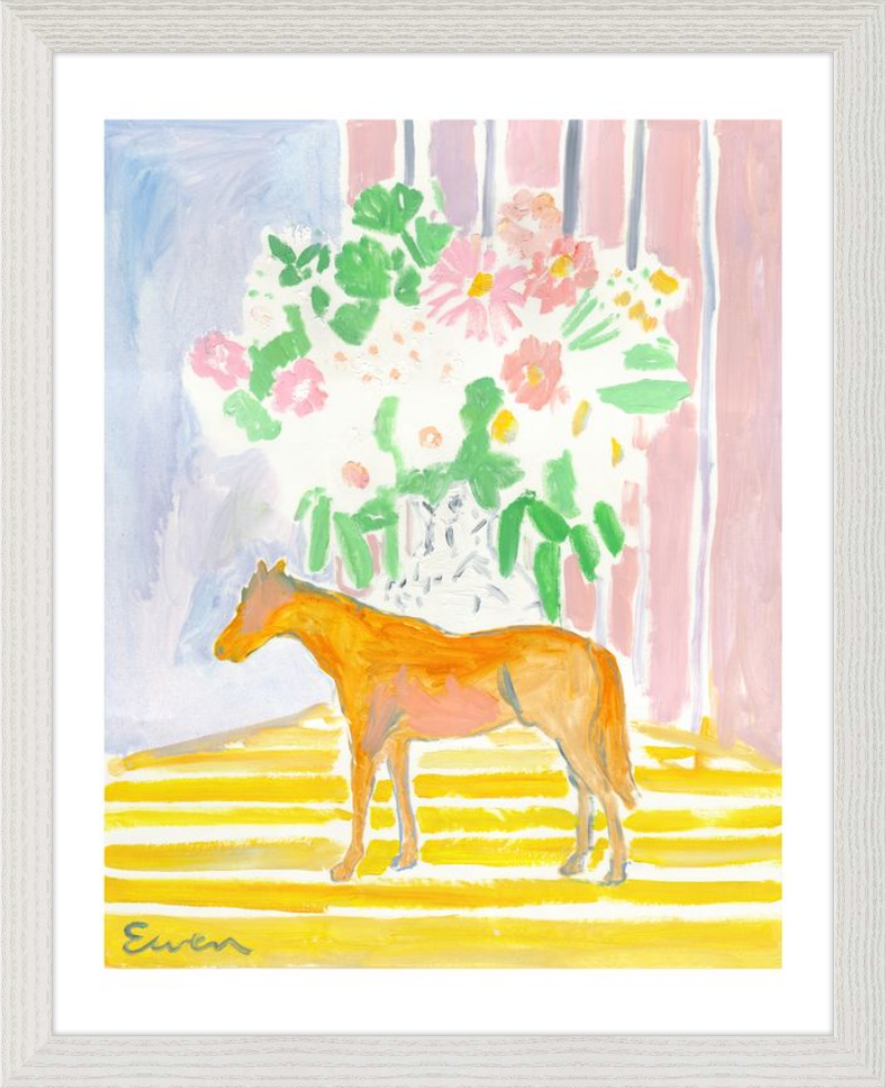 Giclée Print // Horse with Flowers & Stripes