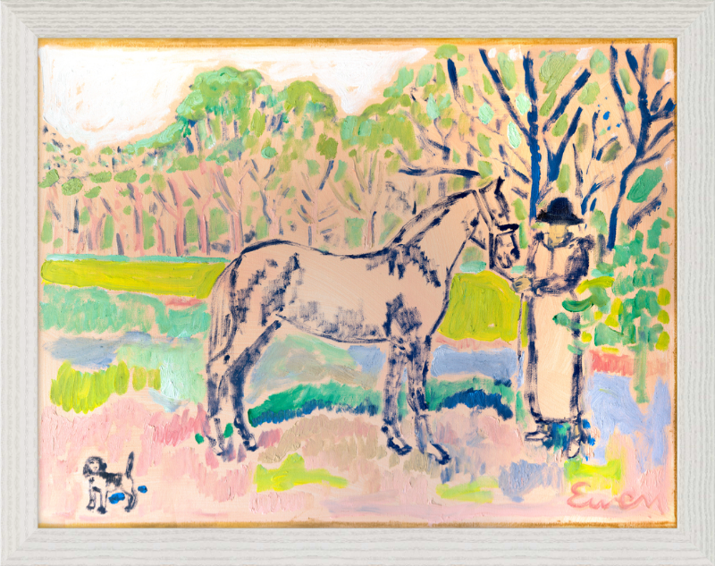 Giclée Print // Horse with Beagle and Woman in Hat