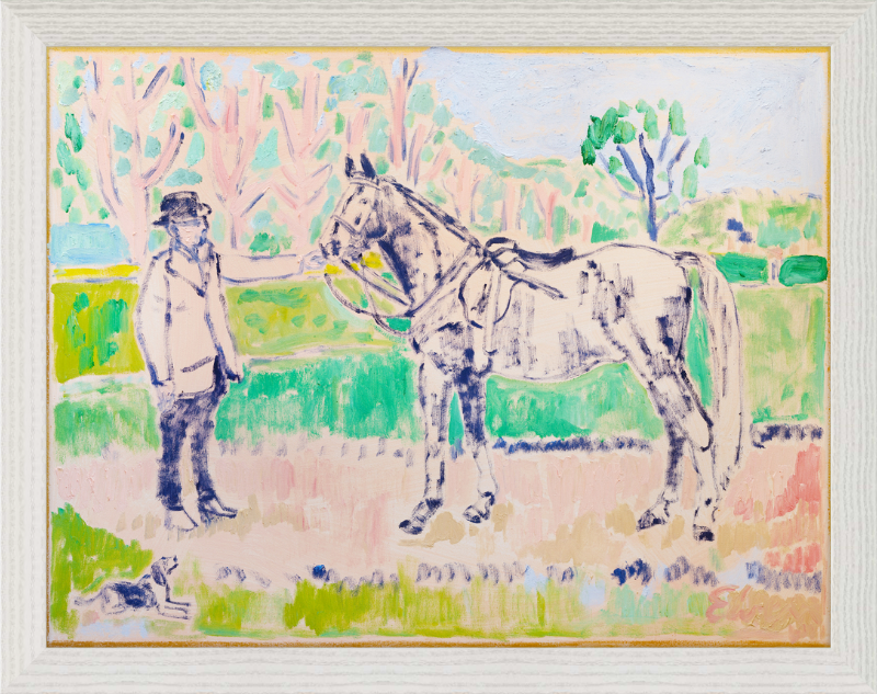 Giclée Print // Horse with Beagle and Man in Hat