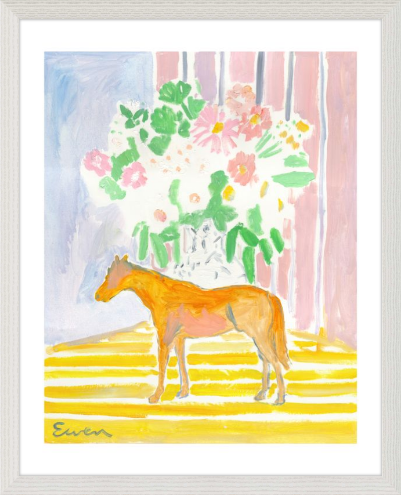 Giclée Print // Horse with Flowers & Stripes