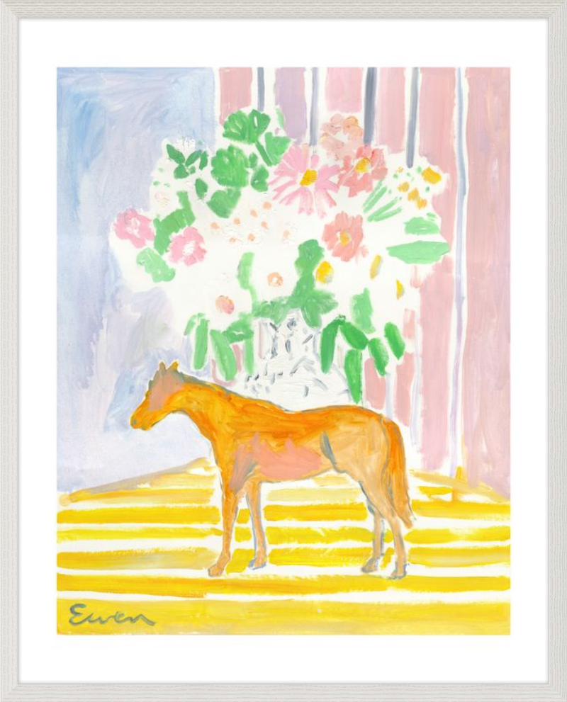 Giclée Print // Horse with Flowers & Stripes