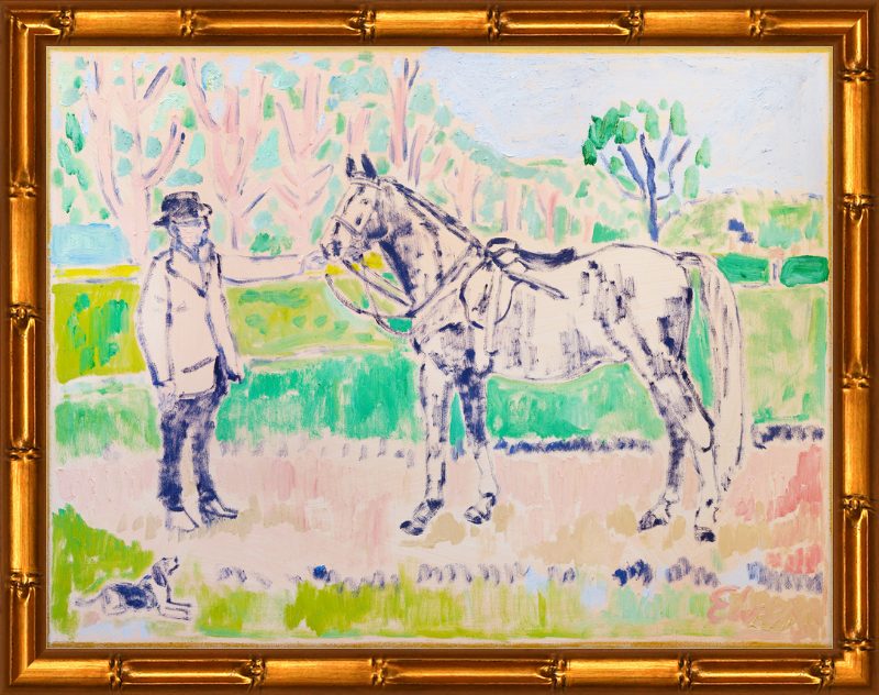 Giclée Print // Horse with Beagle and Man in Hat