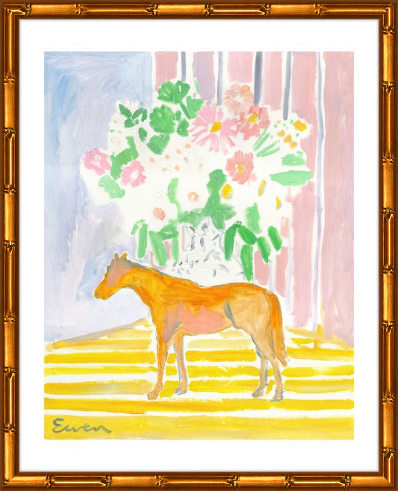 Giclée Print // Horse with Flowers & Stripes