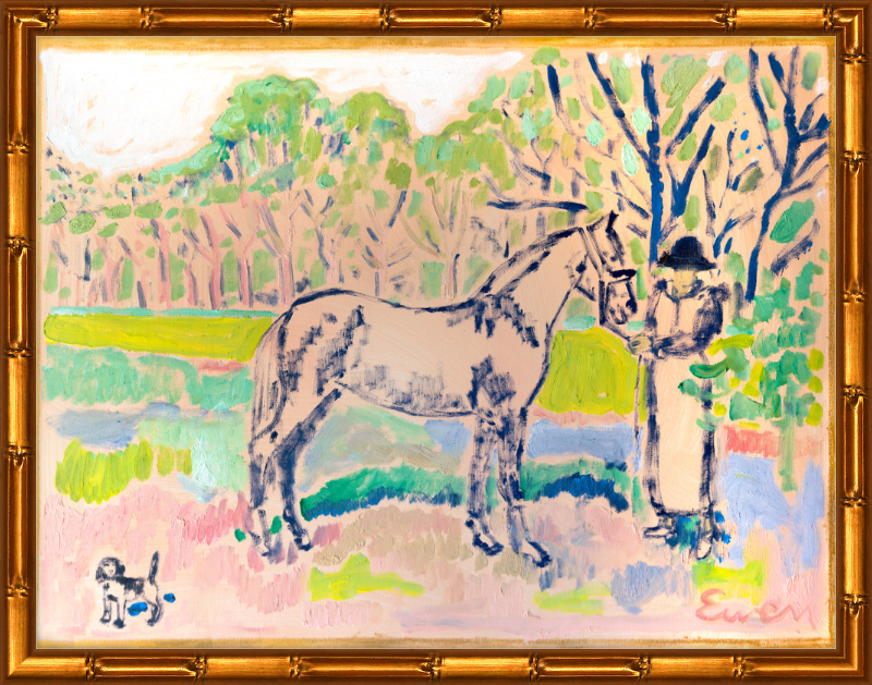 Giclée Print // Horse with Beagle and Woman in Hat