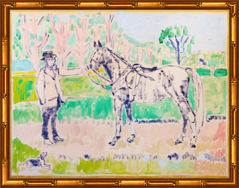 Giclée Print // Horse with Beagle and Man in Hat