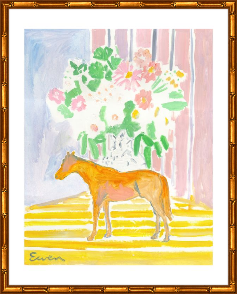 Giclée Print // Horse with Flowers & Stripes