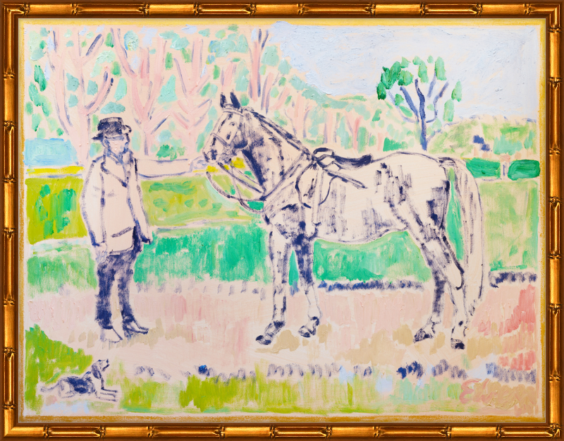 Giclée Print // Horse with Beagle and Man in Hat