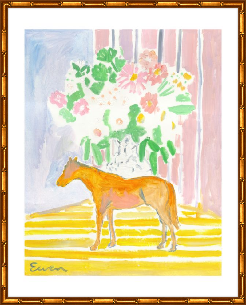 Giclée Print // Horse with Flowers & Stripes