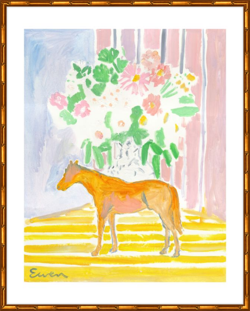 Giclée Print // Horse with Flowers & Stripes