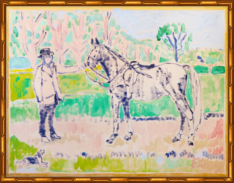 Giclée Print // Horse with Beagle and Man in Hat