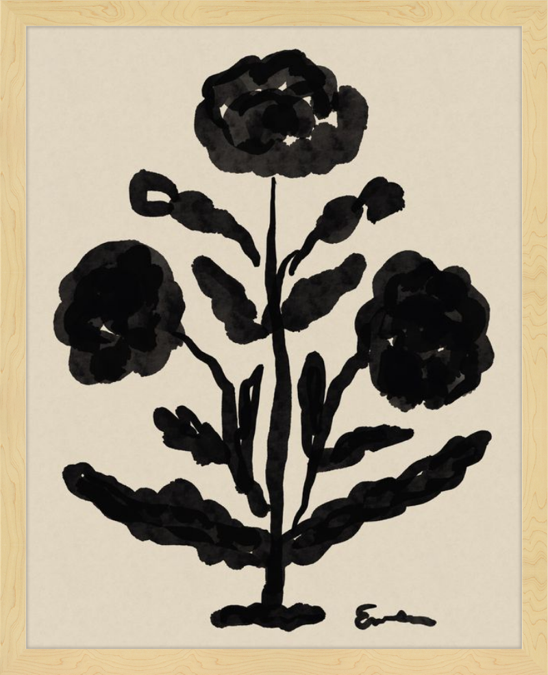 Giclée Print // Folk Flowers : Warm Black
