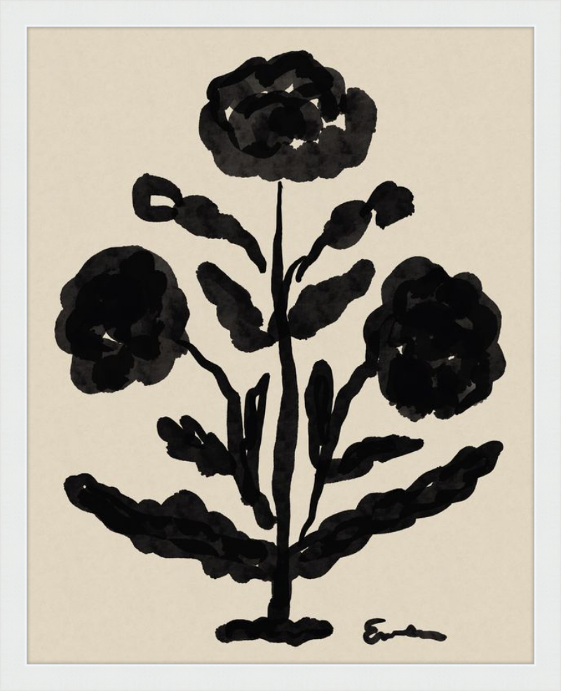 Giclée Print // Folk Flowers : Warm Black