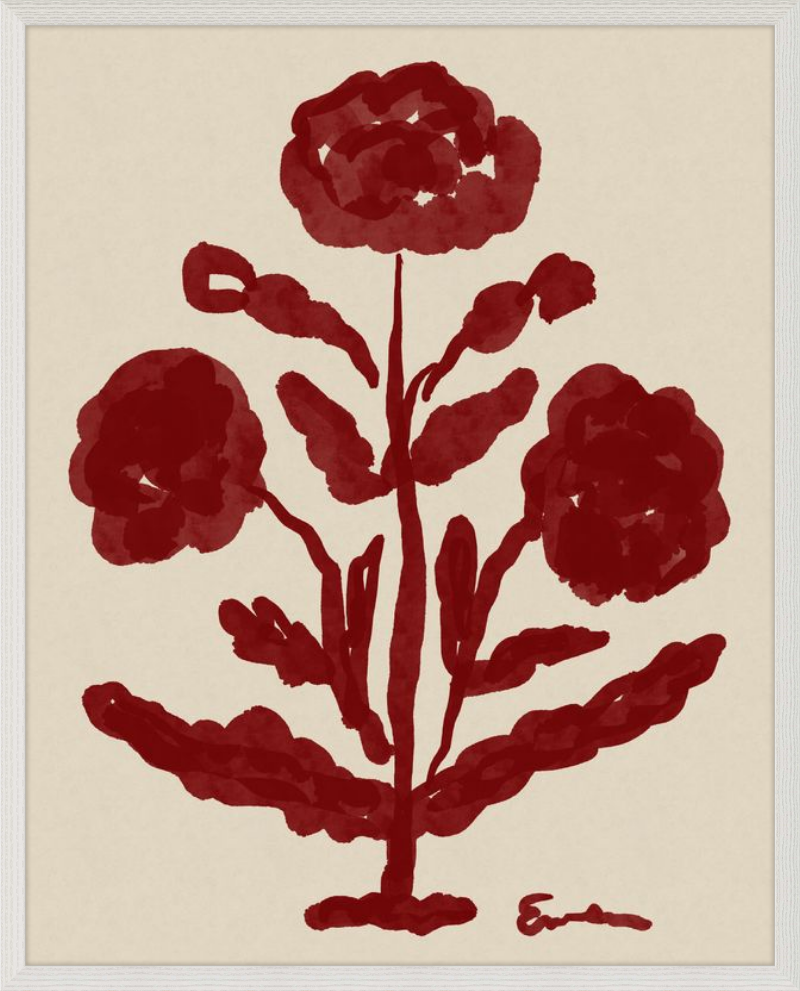 Giclée Print // Folk Flowers :  Oxblood