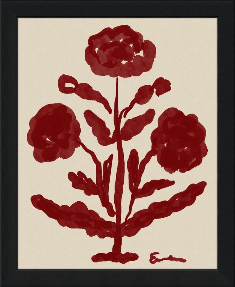 Giclée Print // Folk Flowers :  Oxblood