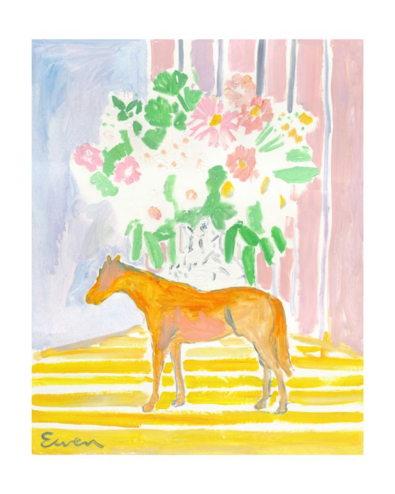 Giclée Print // Horse with Flowers & Stripes