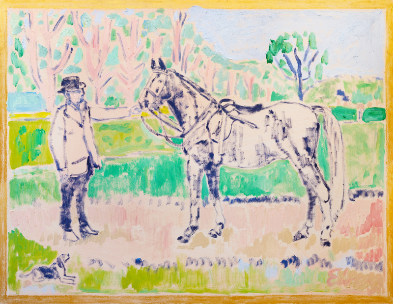 Giclée Print // Horse with Beagle and Man in Hat