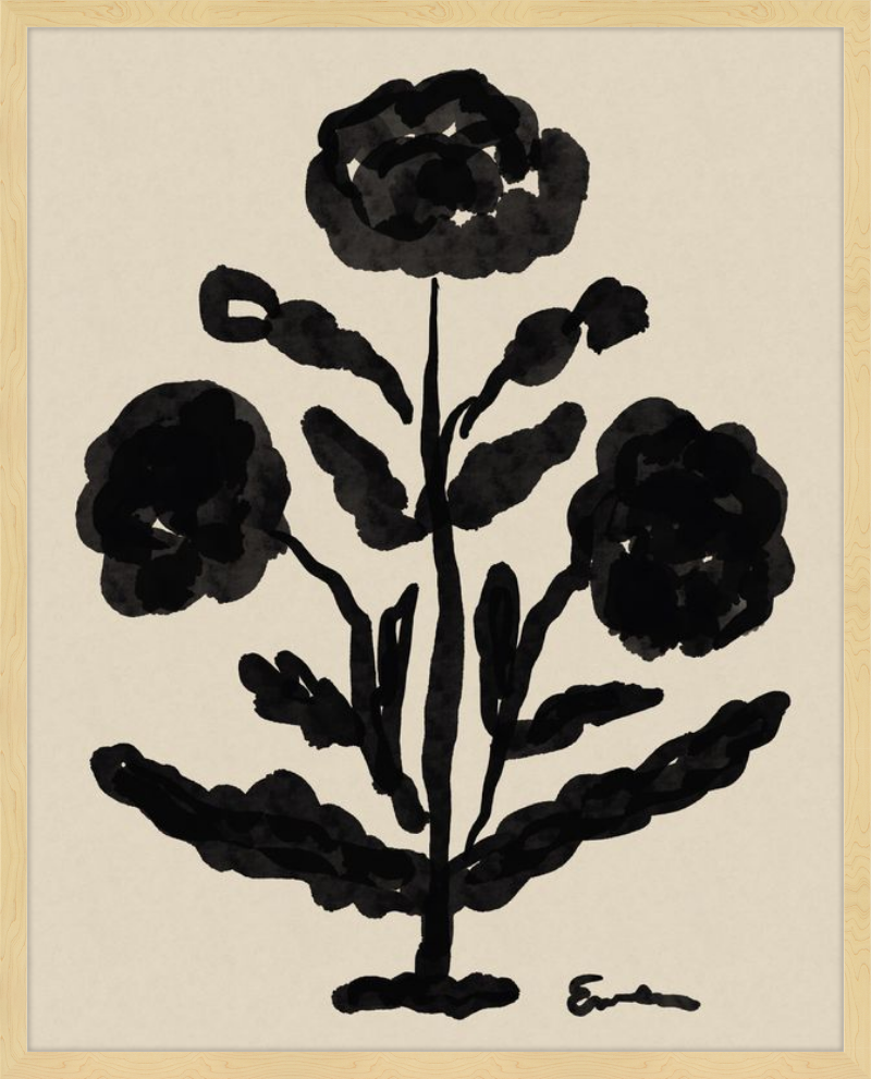 Giclée Print // Folk Flowers : Warm Black