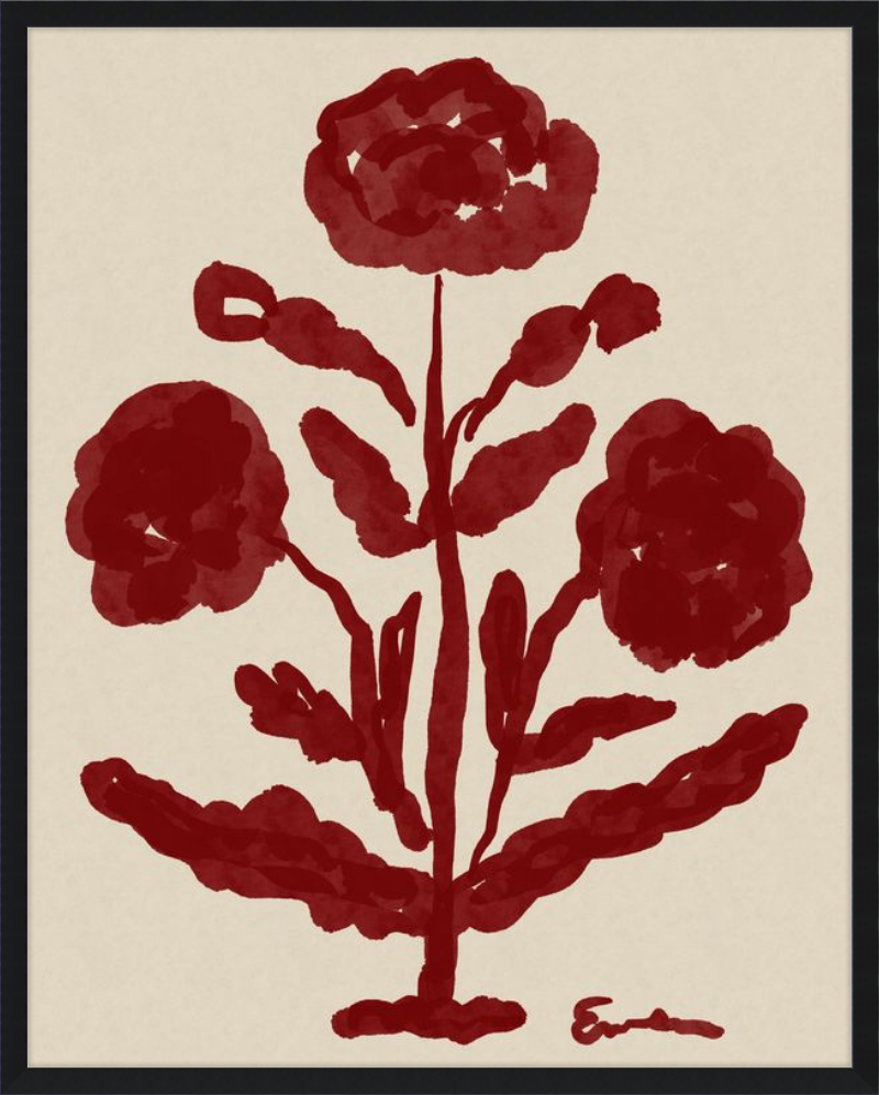 Giclée Print // Folk Flowers :  Oxblood