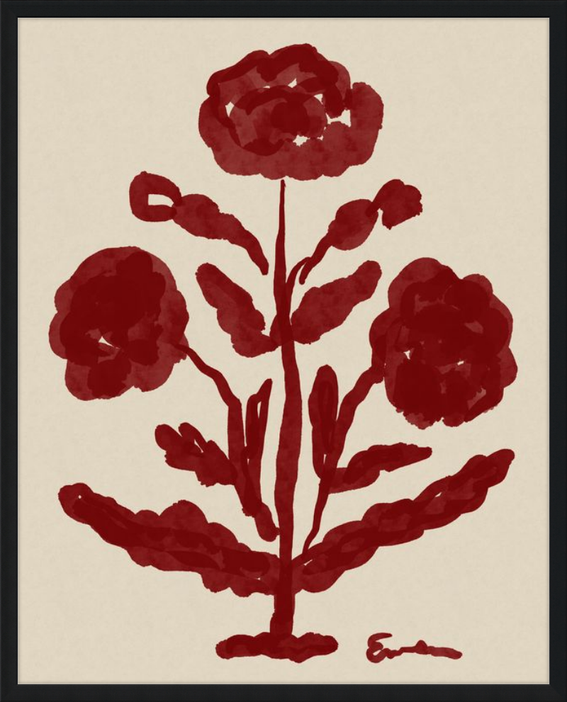 Giclée Print // Folk Flowers :  Oxblood