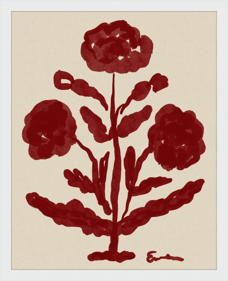 Giclée Print // Folk Flowers :  Oxblood
