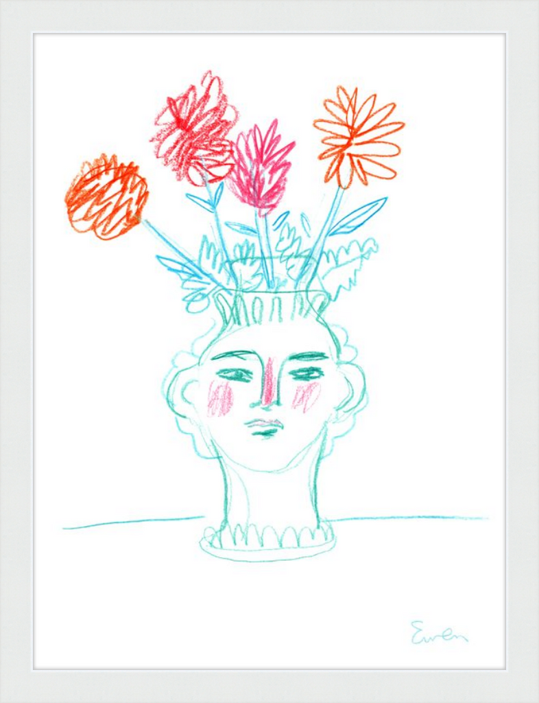 Giclée Print // Flowering, Face Vase with Flowers