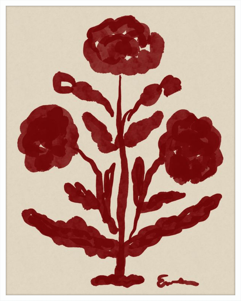 Giclée Print // Folk Flowers :  Oxblood