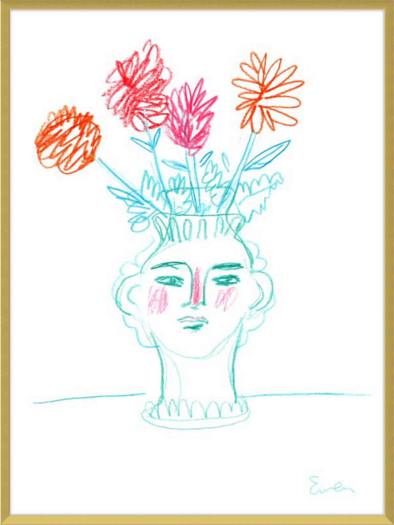 Giclée Print // Flowering, Face Vase with Flowers