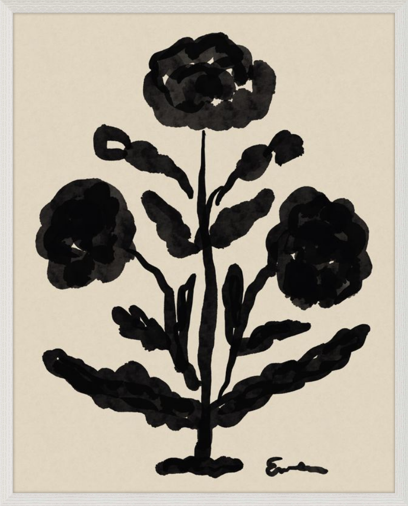 Giclée Print // Folk Flowers : Warm Black