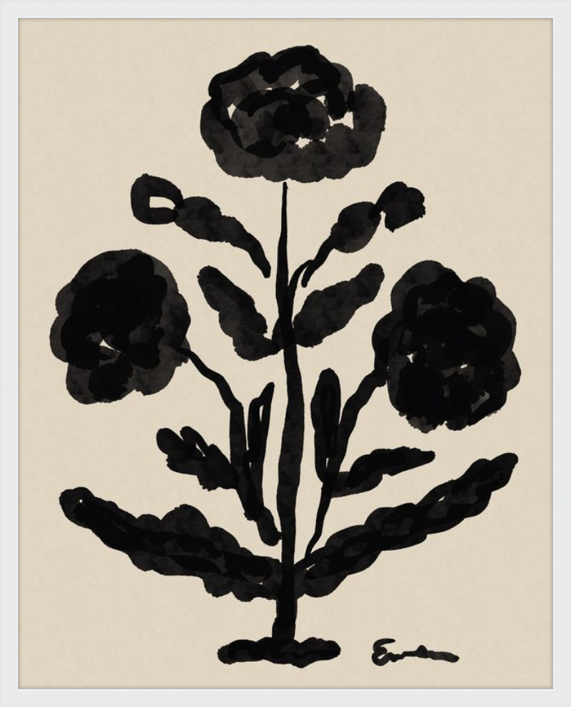 Giclée Print // Folk Flowers : Warm Black