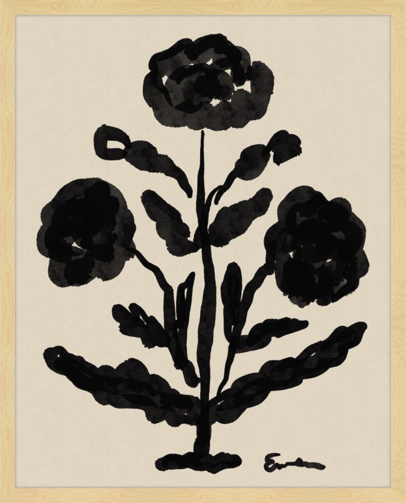 Giclée Print // Folk Flowers : Warm Black