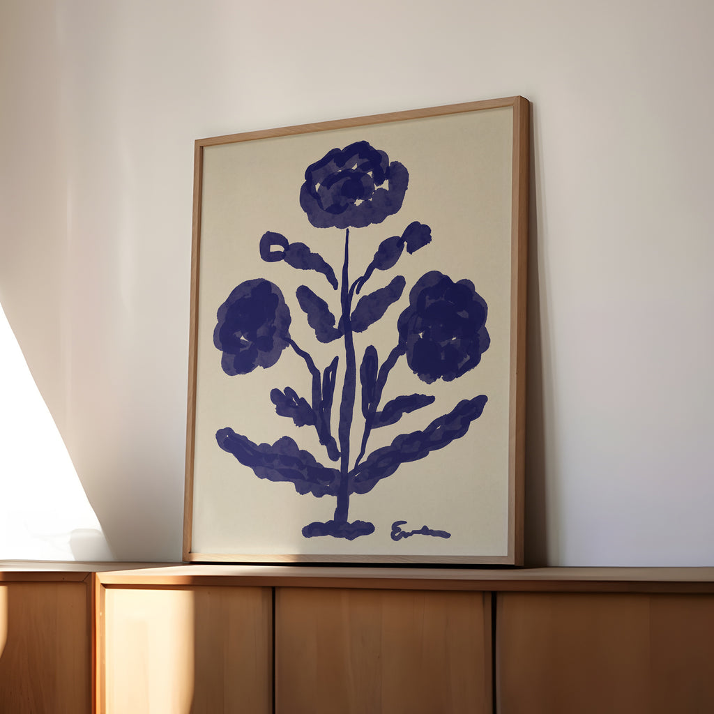 Giclée Print // Folk Flowers: Indigo