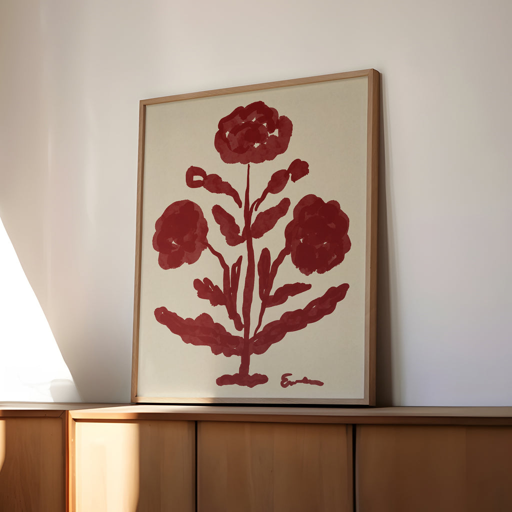 Giclée Print // Folk Flowers :  Oxblood