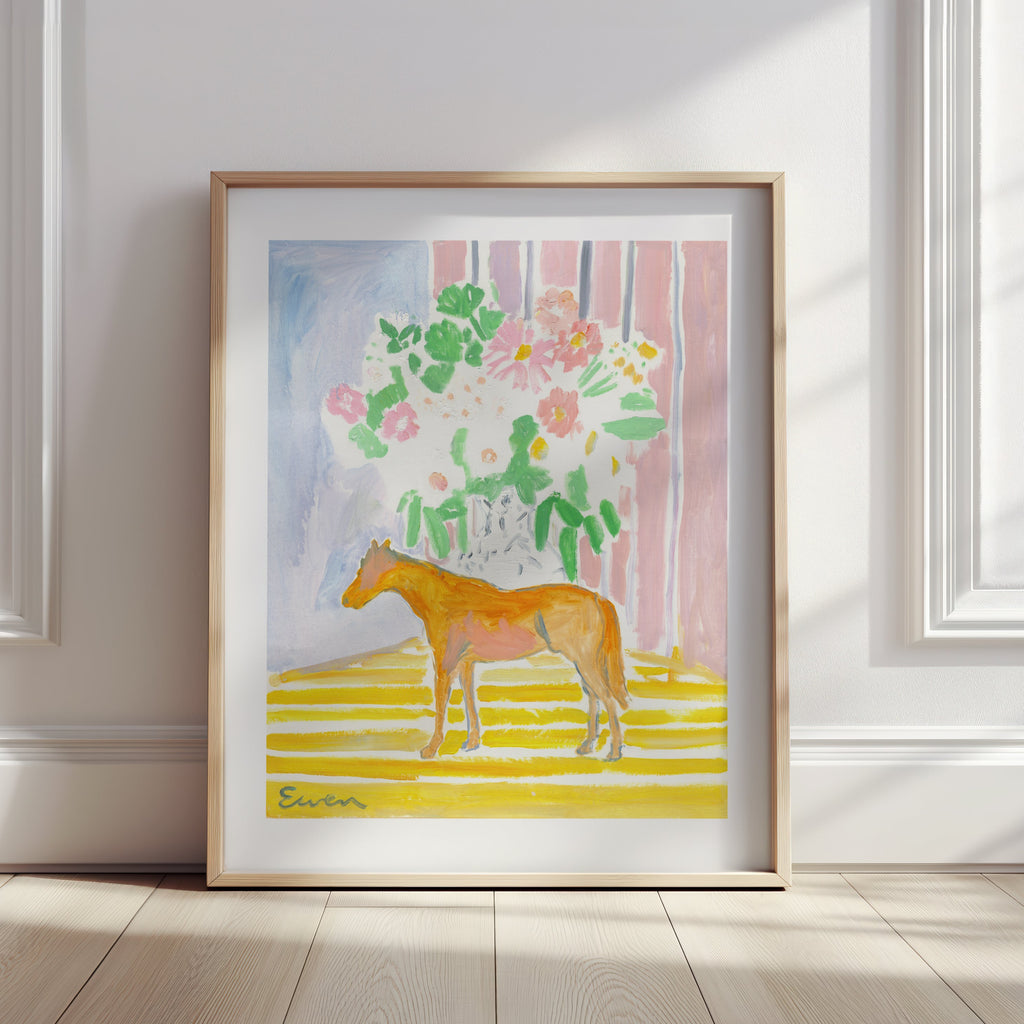 Giclée Print // Horse with Flowers & Stripes