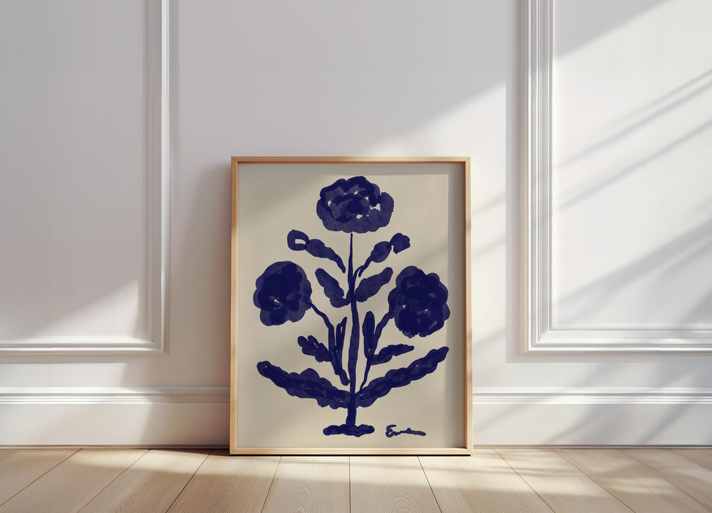 Giclée Print // Folk Flowers: Indigo