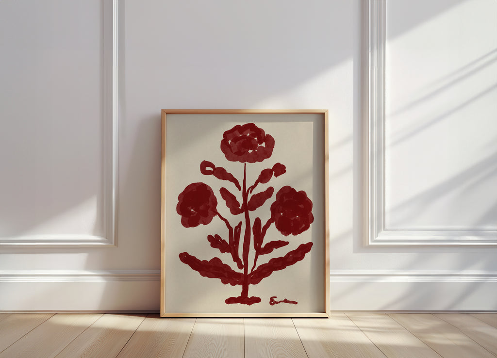 Giclée Print // Folk Flowers :  Oxblood