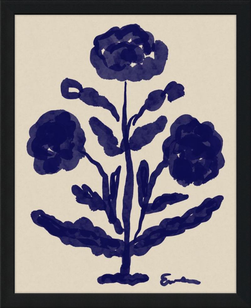 Giclée Print // Folk Flowers: Indigo