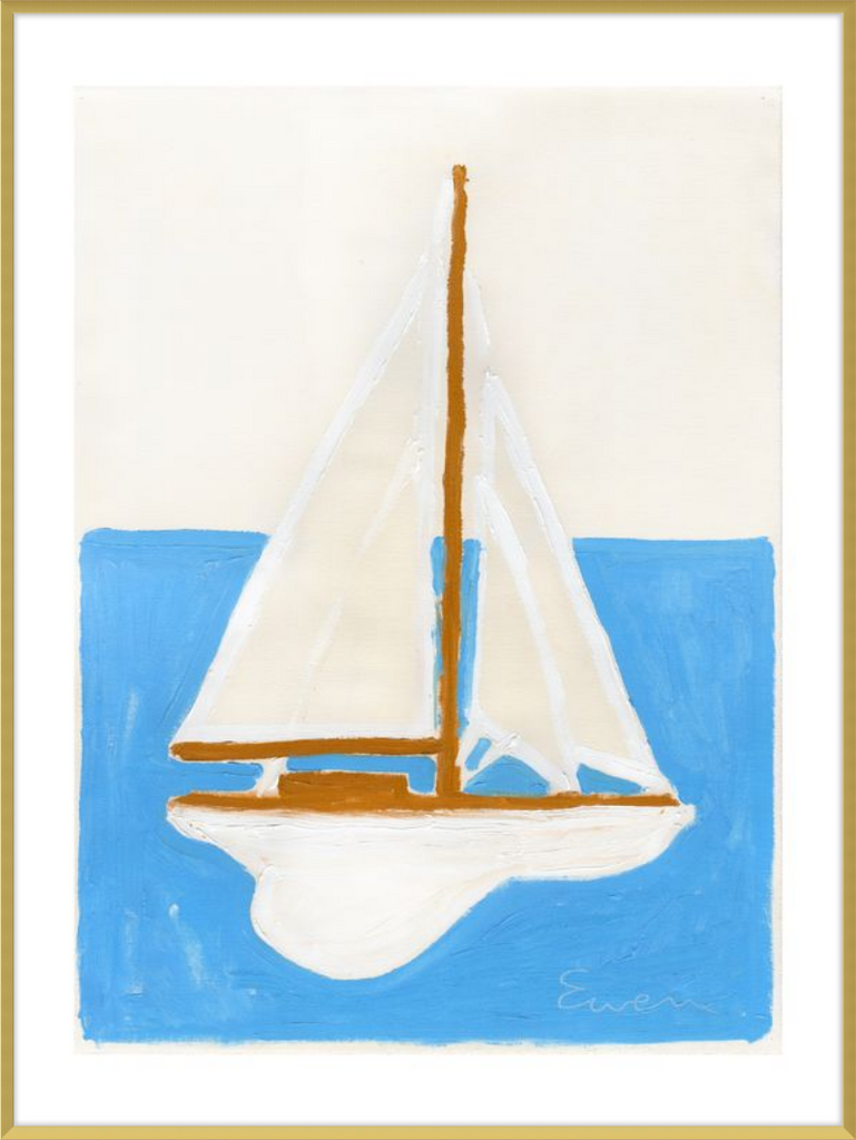 Giclée Print // Sailboat (White Sails, Blue Ocean)
