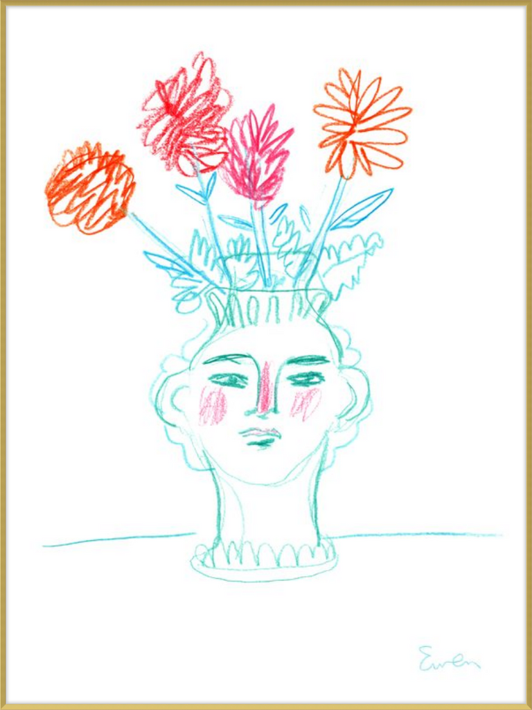 Giclée Print // Flowering, Face Vase with Flowers
